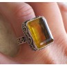 Zilveren ring gezet met rechthoekige Citrien 17.3 mm