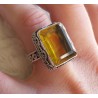 Zilveren ring gezet met rechthoekige Citrien 17.3 mm