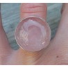 Zilveren ring gezet met ronde cabochon Rozenkwarts 17 mm