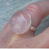 Zilveren ring gezet met ronde cabochon Rozenkwarts 17 mm