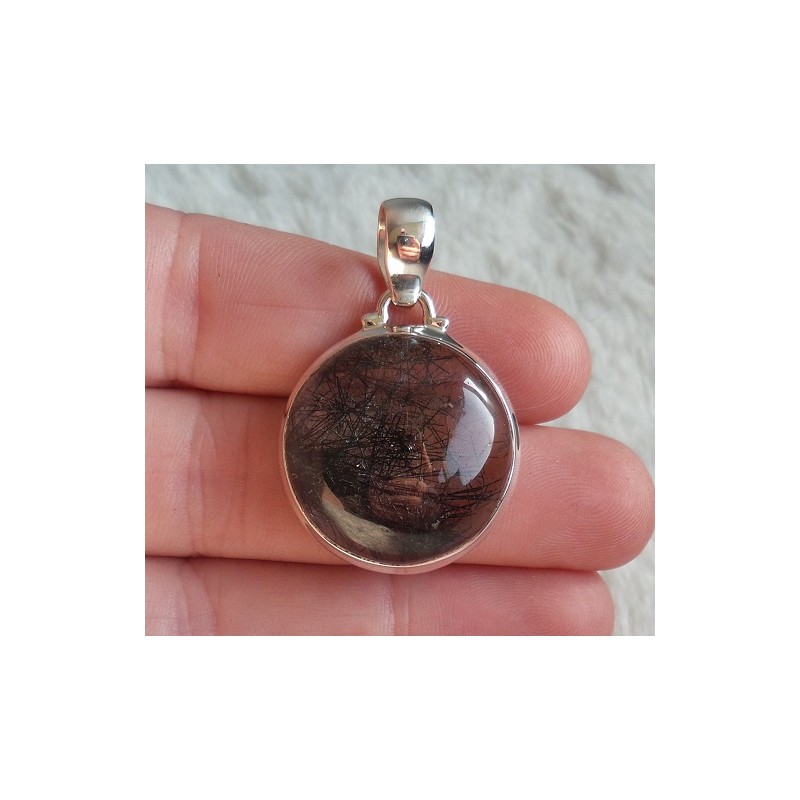 Zilveren hanger met ronde Toermalijnkwarts