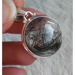 Zilveren hanger met ronde Toermalijnkwarts