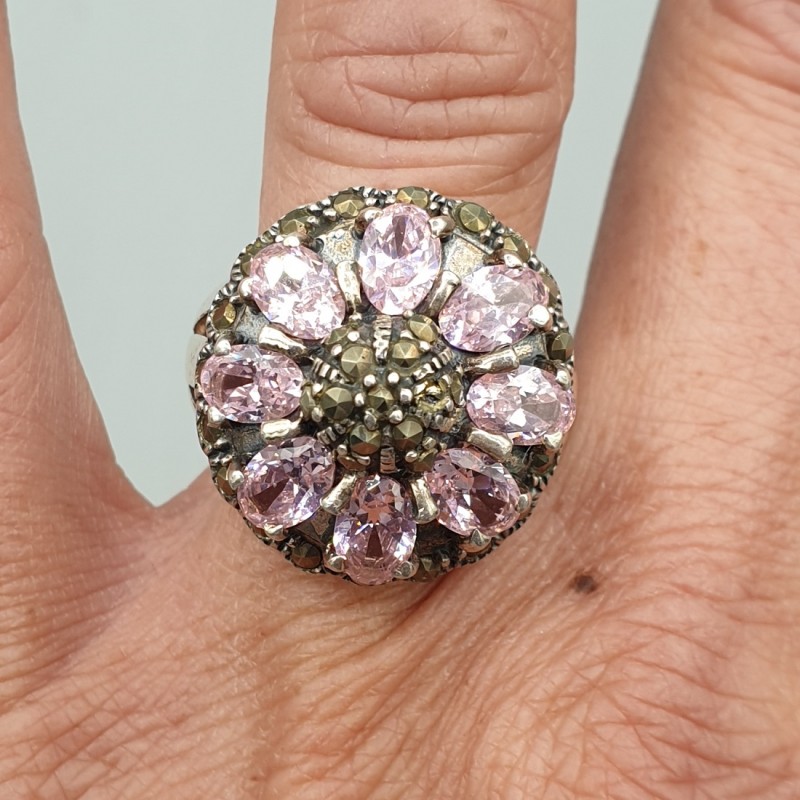 925 Sterling zilveren ring Markasiet 17 mm