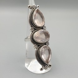 925 Sterling zilveren ring met facet geslepen Rozenkwarts 16.5 mm