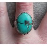 Zilveren ring met Tibetaanse Turkoois en bewerkte setting 19 mm