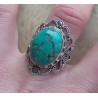 Zilveren ring met Tibetaanse Turkoois bewerkte setting 17.3 mm