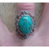 Zilveren ring met Tibetaanse Turkoois bewerkte setting 17.3 mm