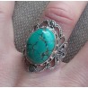 Zilveren ring met Tibetaanse Turkoois bewerkte setting 17.3 mm