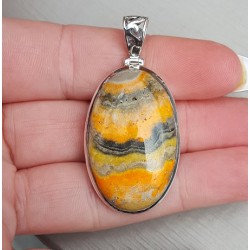 Zilveren hanger met ovale cabochon geslepen Eclipse steen