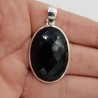Zilveren edelsteenhanger ovale facet geslepen zwarte Onyx