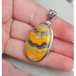 Zilveren hanger met ovale cabochon geslepen Eclipse steen