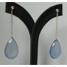Zilveren oorbellen met grote blauw Chalcedoon briolet