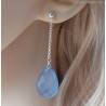 Zilveren oorbellen met grote blauw Chalcedoon briolet