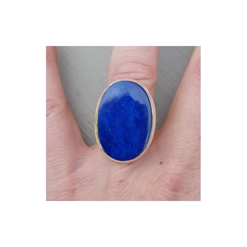 Zilveren ring gezet met ovale cabochon Lapis Lazuli 16.5 mm