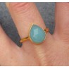 Vergulde ring met druppelvorm facet aqua Chalcedoon 18.5 mm