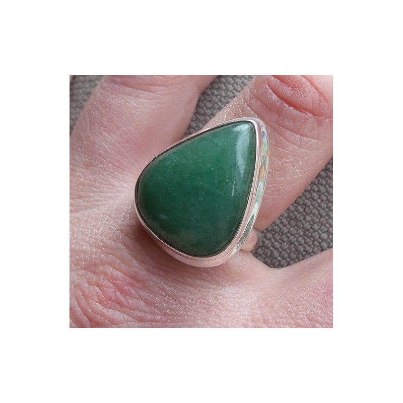 Zilveren ring gezet met Aventurijn ring maat 18 mm