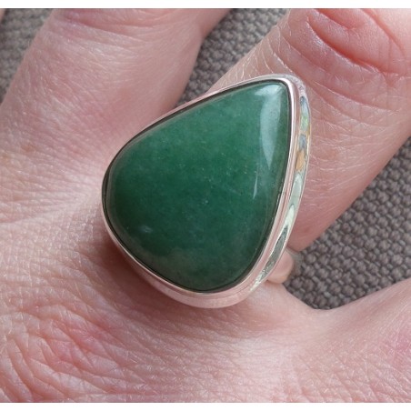 Zilveren ring gezet met Aventurijn ring maat 18 mm