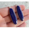 Zilveren lange oorbellen gezet met ovale Lapis Lazuli