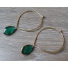 Vergulde zilveren creolen met Emerald groene Kwarts briolet