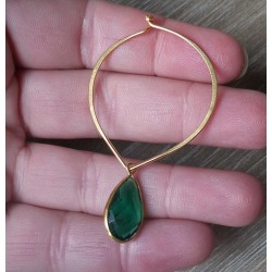 Vergulde zilveren creolen met Emerald groene Kwarts briolet