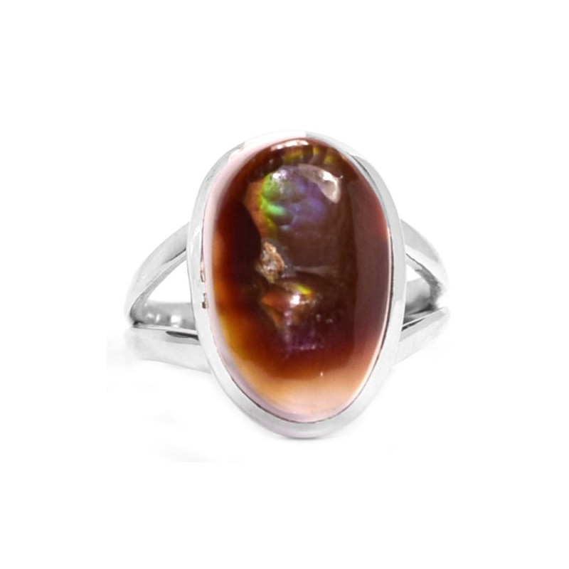 Zilveren ring gezet met Mexicaanse Vuuragaat 18 mm