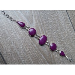 Zilveren armband gezet met paars Turkoois schakels