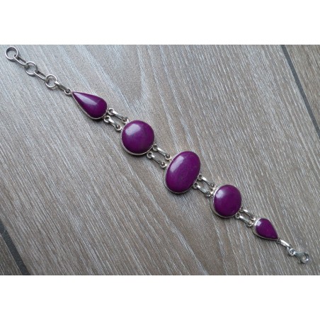 Zilveren armband gezet met paars Turkoois schakels
