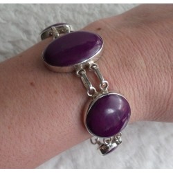 Zilveren armband gezet met paars Turkoois schakels