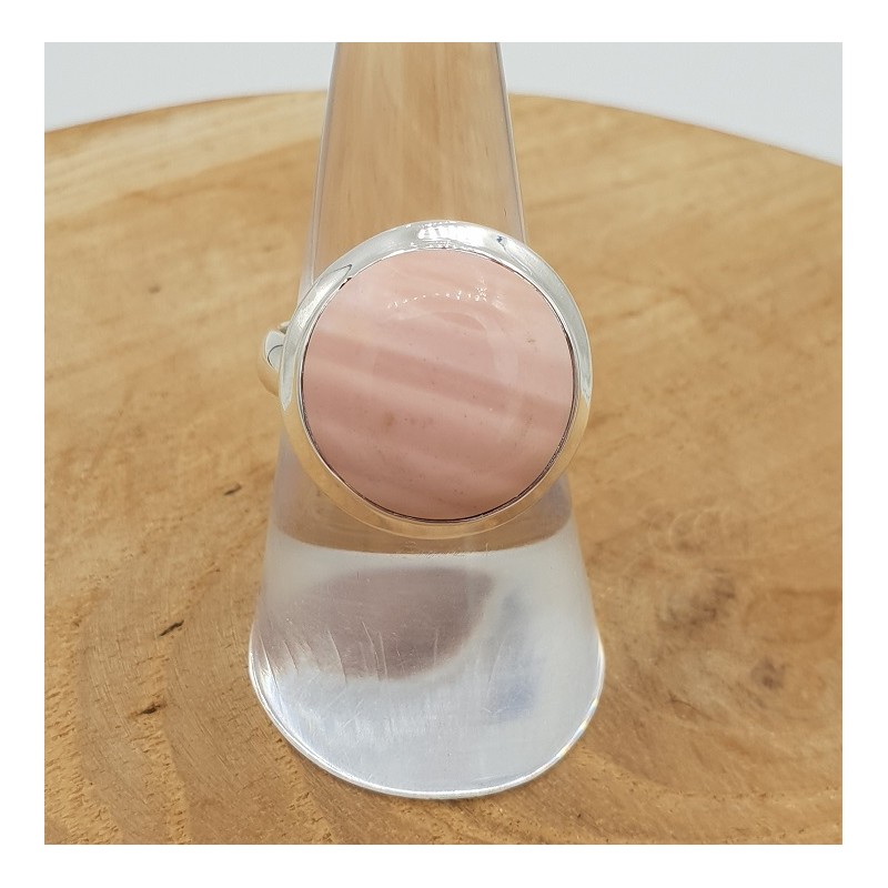 Zilveren ring met ronde roze Opaal maat 18.5 mm