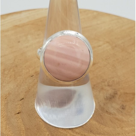 Zilveren ring met ronde roze Opaal maat 18.5 mm