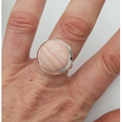 Zilveren ring met ronde roze Opaal maat 18.5 mm