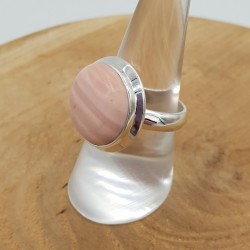 Zilveren ring met ronde roze Opaal maat 18.5 mm