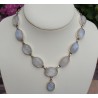 Zilveren ketting gezet met cabochon ovale Maanstenen