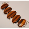 Zilveren edelsteen armband grote Tijgeroog schakels