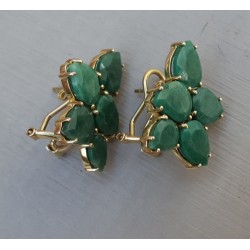 Vergulde oorbellen gezet met Emerald