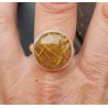 Zilveren ring gezet met ronde gouden Rutielkwarts 19 mm