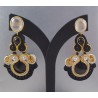 Vergulde oorbellen witte Chalcedoon en handgemaakte hanger