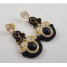 Vergulde oorbellen witte Chalcedoon en handgemaakte hanger