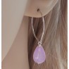 Zilveren oorbellen / creolen met paarse Chalcedoon