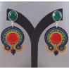 Zilveren oorbellen met groene Onyx en handgemaakte hanger