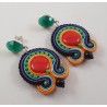 Zilveren oorbellen met groene Onyx en handgemaakte hanger