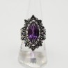 Zilveren ring met marquise Amethist bewerkte setting