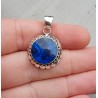 Zilveren hanger gezet met ronde blauw Abalone schelp