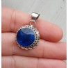 Zilveren hanger gezet met ronde blauw Abalone schelp