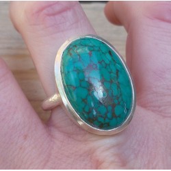 Zilveren ring gezet met ovale Turkoois maat 18 mm