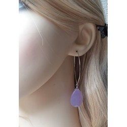 Zilveren oorbellen / creolen met facet paarse Chalcedoon briolet