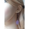 Zilveren oorbellen / creolen met facet paarse Chalcedoon briolet