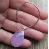 Zilveren oorbellen / creolen met facet paarse Chalcedoon briolet