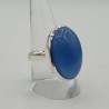 Zilveren ring gezet met ovale blauw Chalcedoon 18.5 mm