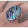 Zilveren ring met grote Abalone schelp bewerkte kop 18.5 mm